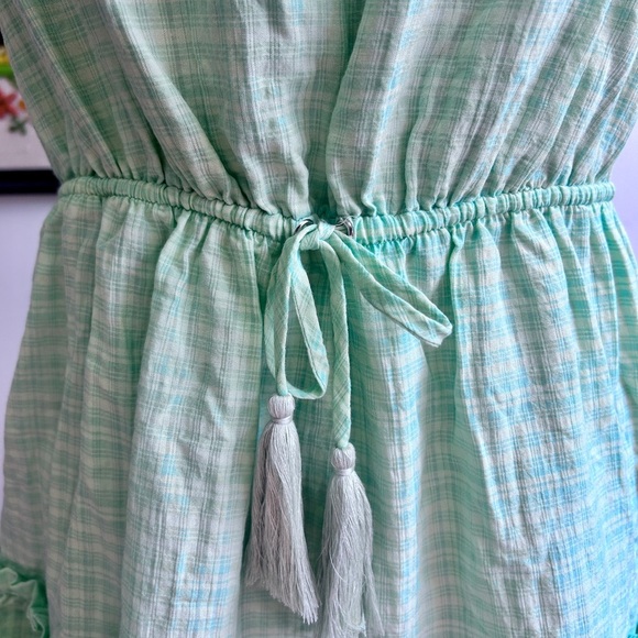 Majorelle Mint Gingham Halter Ruffle Dress – Size M - Picture 2 of 13